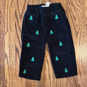 TBBC Kids Black Corduroy Pants with Green Tree Embroidery